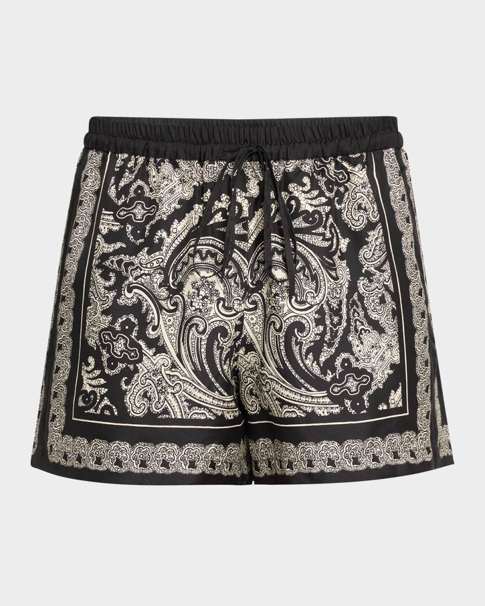 Frances Paisley Drawstring Silk Shorts